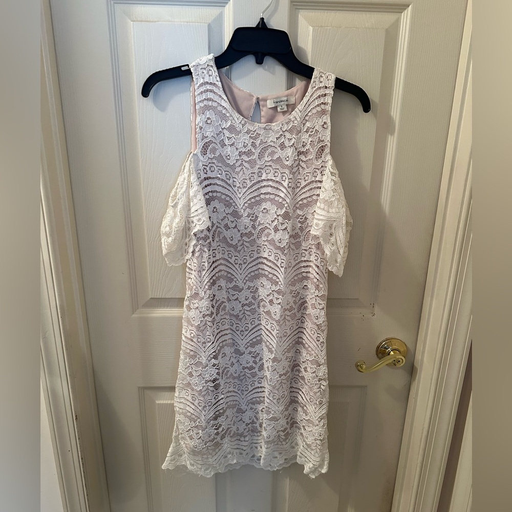 Francesca’s White Lace Mini Dress. Size Small.